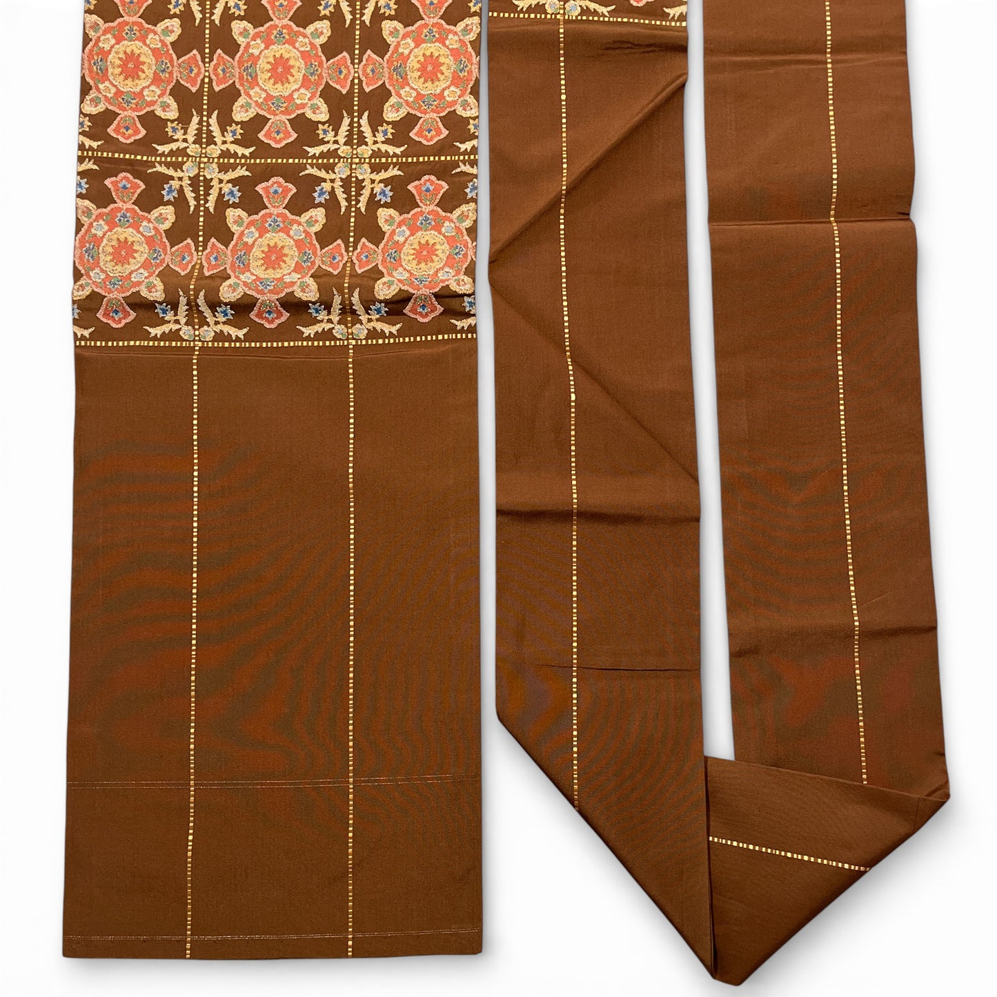 B28955-5　名古屋帯　幾何学文様　茶色