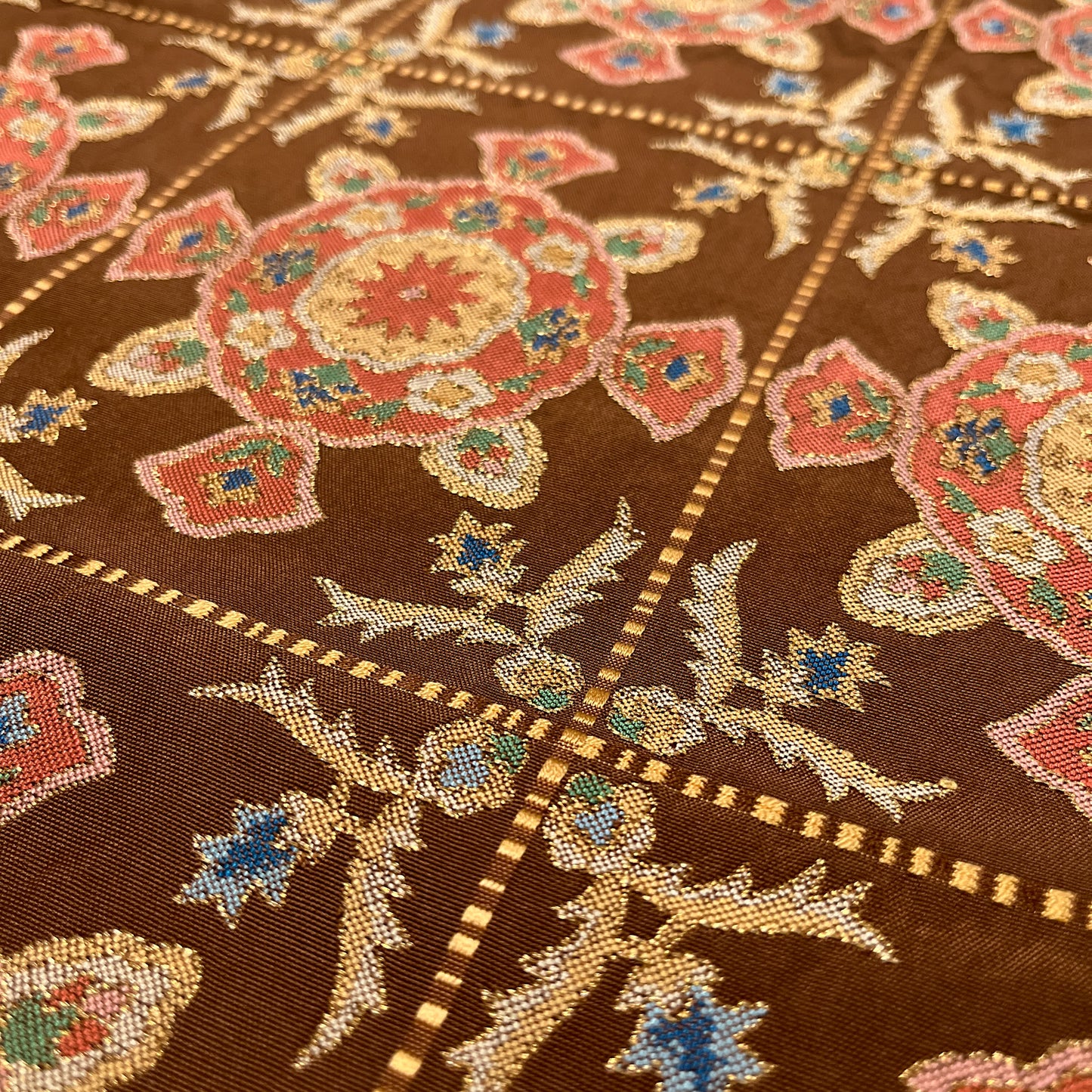 B28955-5　名古屋帯　幾何学文様　茶色