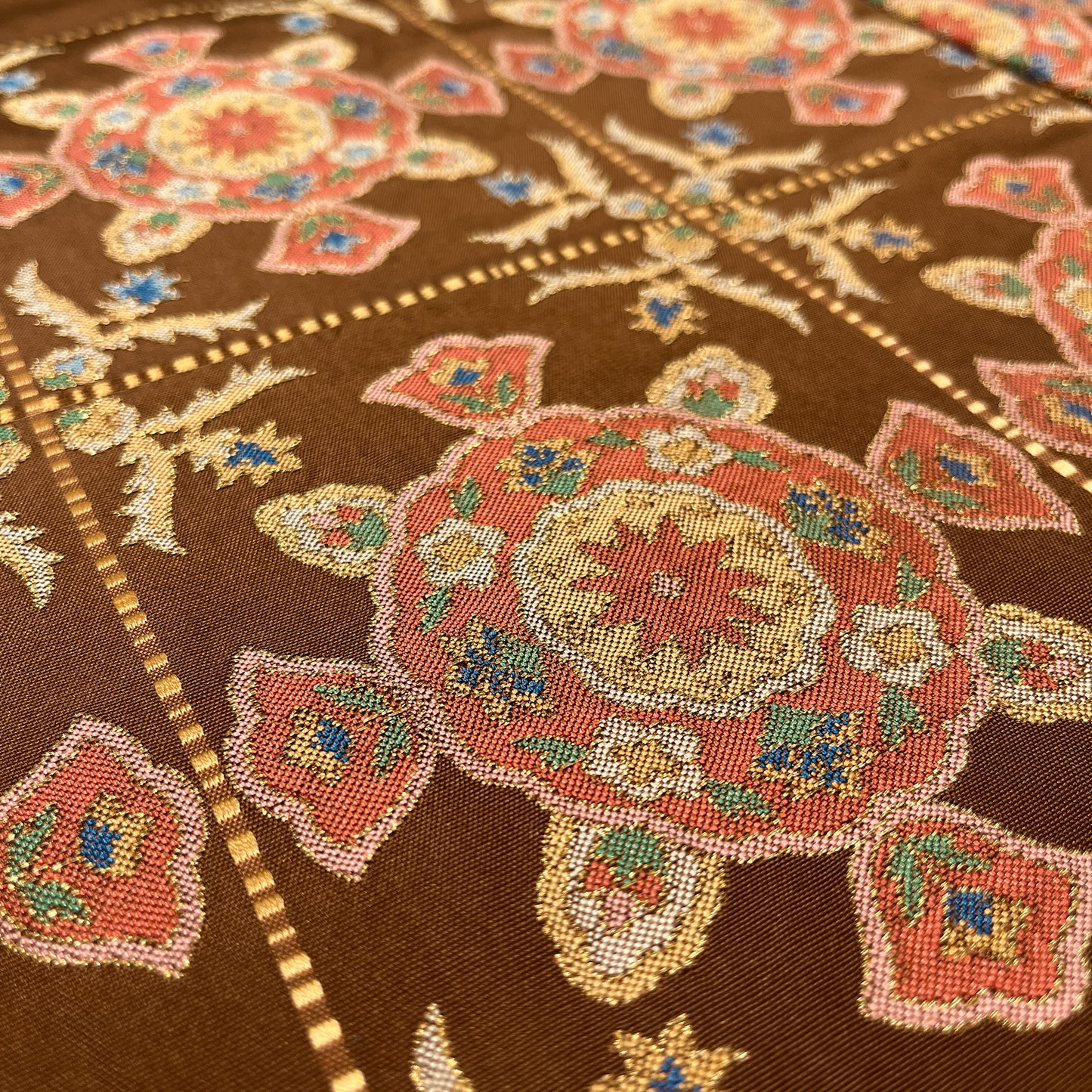 B28955-5　名古屋帯　幾何学文様　茶色