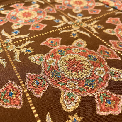 B28955-5　名古屋帯　幾何学文様　茶色