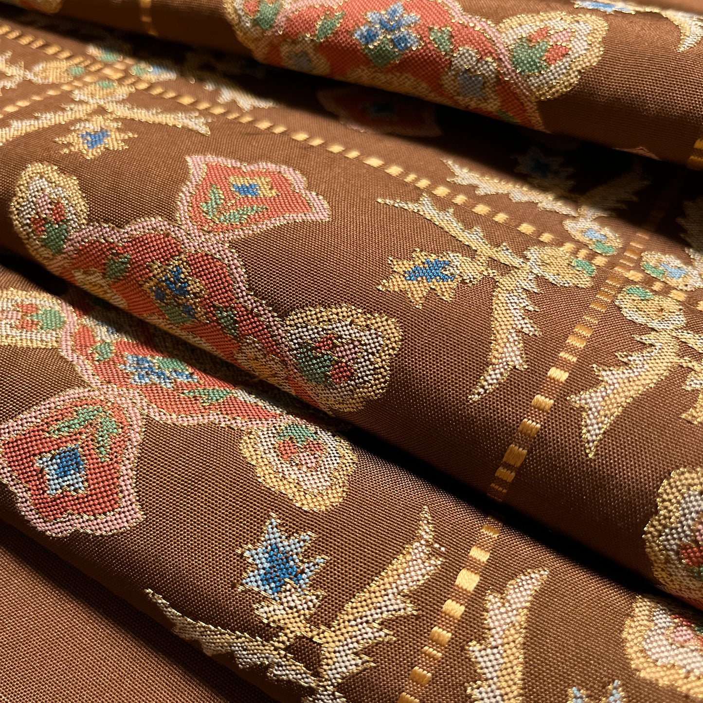 B28955-5　名古屋帯　幾何学文様　茶色