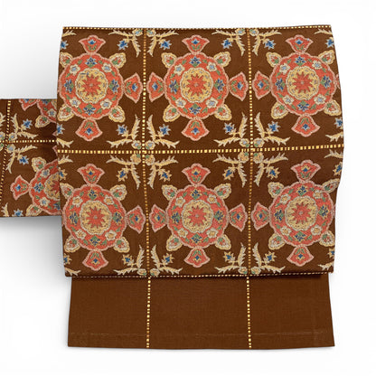 B28955-5　名古屋帯　幾何学文様　茶色