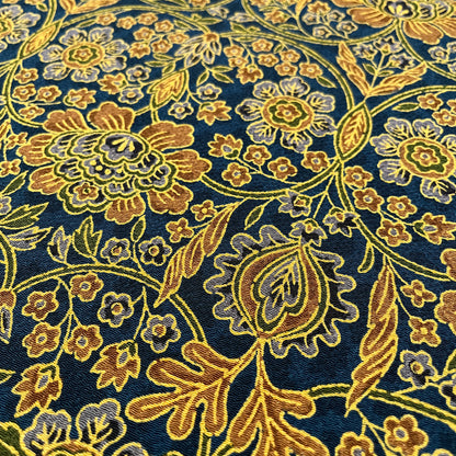 B76235-2　名古屋帯　紺地　金唐花文様