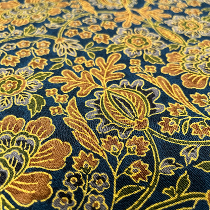 B76235-2　名古屋帯　紺地　金唐花文様