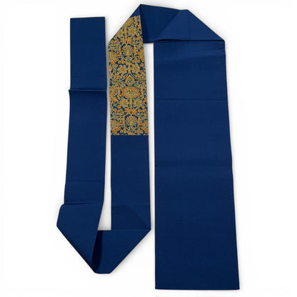 B76235-2　名古屋帯　紺地　金唐花文様