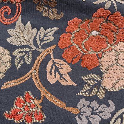 B106996-2　袋帯　唐草花文様　ブルーグレー地