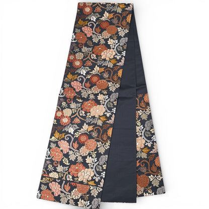 B106996-2　袋帯　唐草花文様　ブルーグレー地