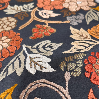 B106996-2　袋帯　唐草花文様　ブルーグレー地