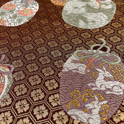 B132833-1　袋帯　仕覆（しふく）柄　亀甲地　金糸　能衣唐錦