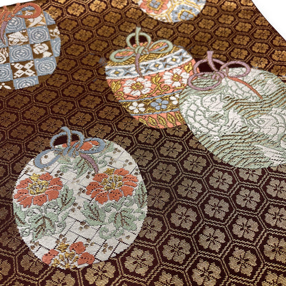 B132833-1　袋帯　仕覆（しふく）柄　亀甲地　金糸　能衣唐錦