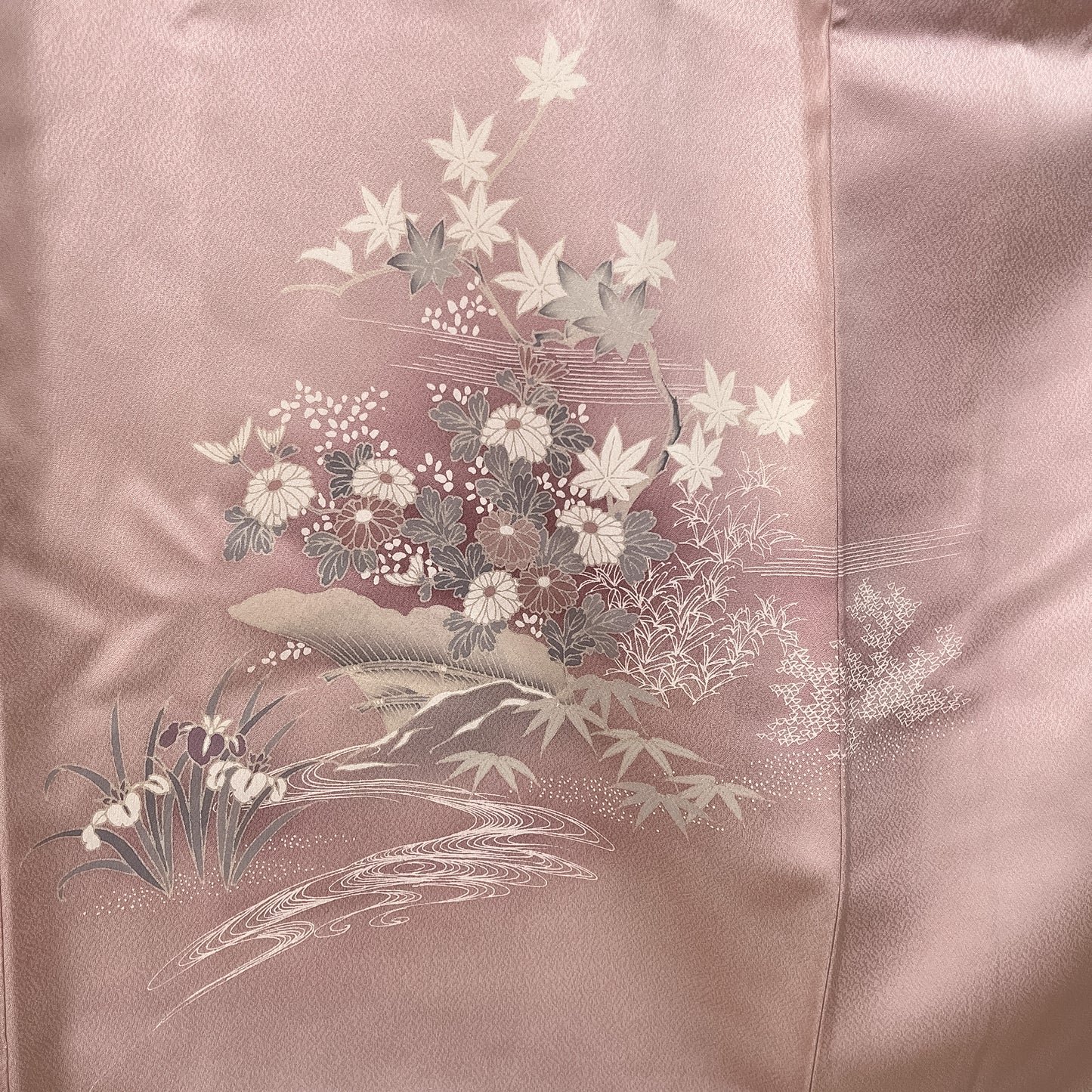K153612　付下げ　ピンクベージュ　花流水文様