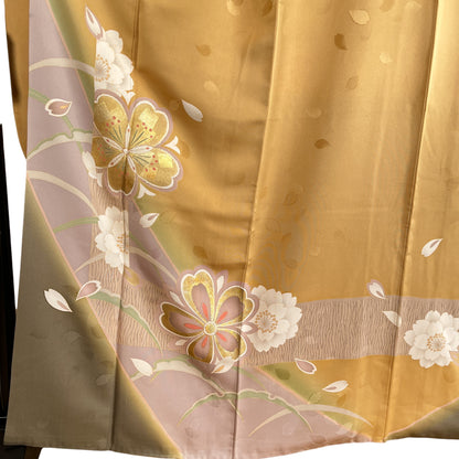 K3011354　振袖　山吹色 桜 金彩 古典柄