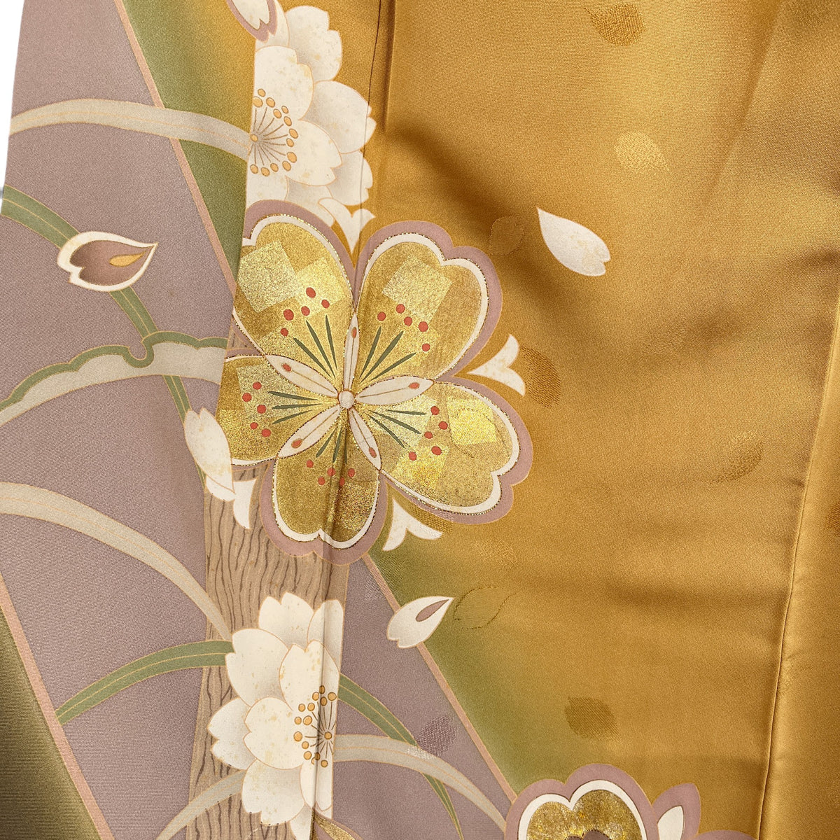 K3011354　振袖　山吹色 桜 金彩 古典柄