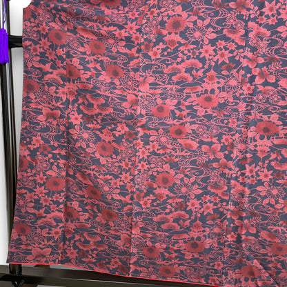 2977-1　小紋　型染め　宮内庁御用達「赤城右堂」風景草花文