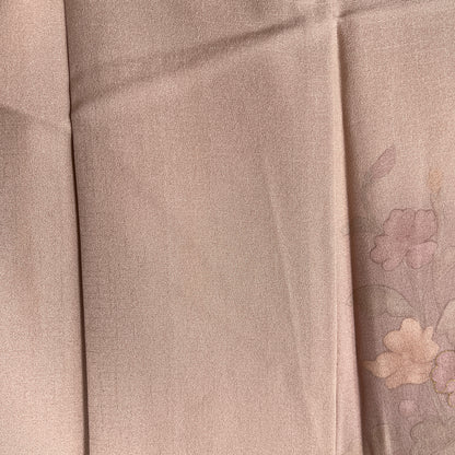 396-2　訪問着　淡桜色　花柄　刺繍　暈しに四季花文
