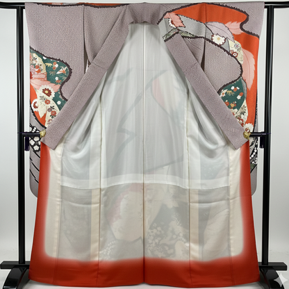 K110756　振袖　絞り　吉祥花文様　黒