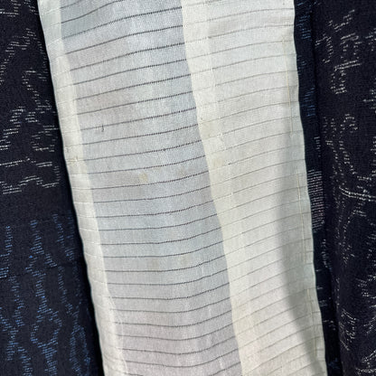 K87135-8　小紋　単衣　濃紺　市松取更紗文様